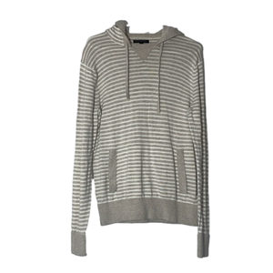 Banana Republic GUC Men SZ M tan/brown white striped hoodie sweater